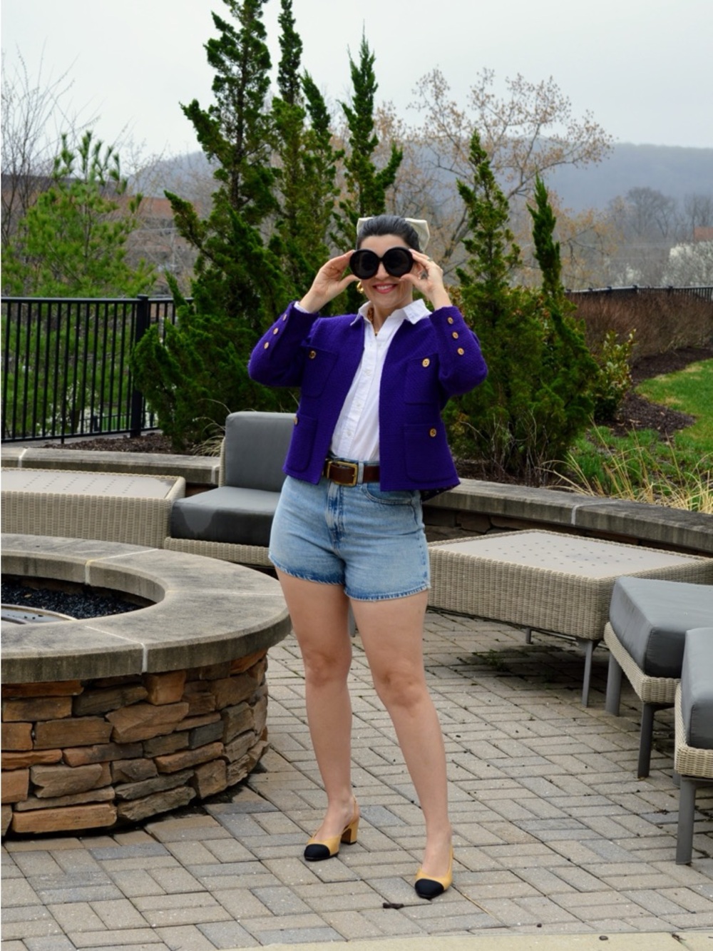 Vintage Chanel 1991 fall winter runway scarf print tweed jacket no size tag